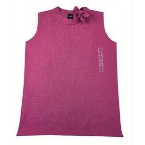 NEW Gap Womens Medium Sleeveless Sweater Vintage Cotton Angora Hot Pink Bow Y2K